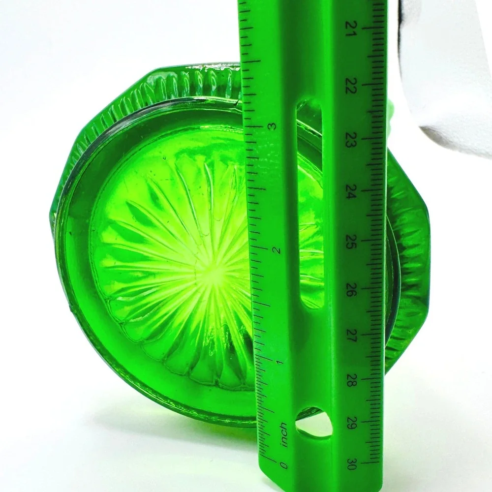 Vintage Green Opalescent Glass Vase 10